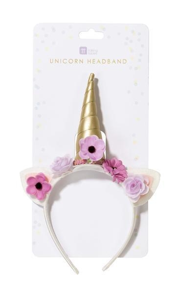 Talking Tables – Floral Unicorn Headband – Gold / White – Party Supplies