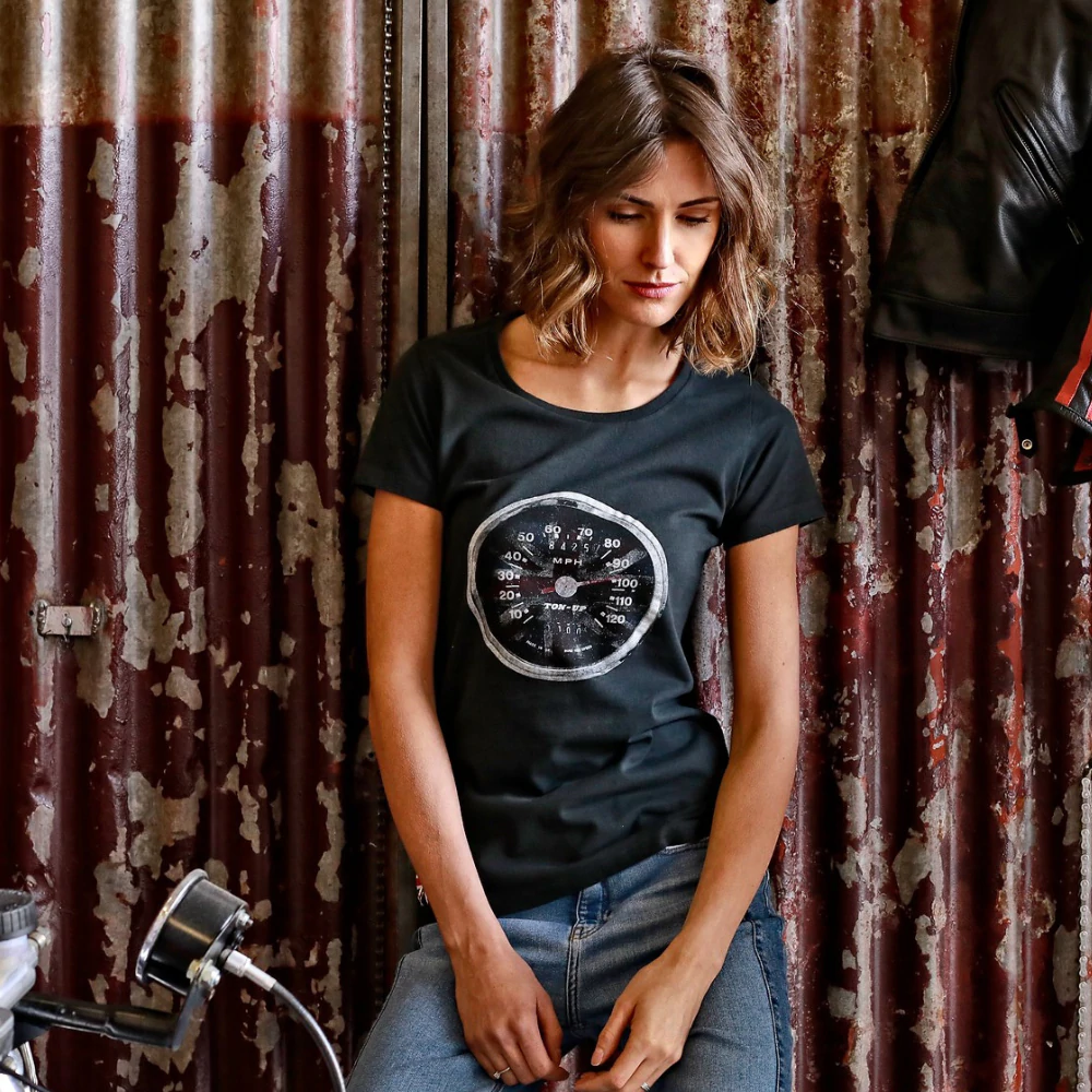 Ton Up Clothing ‘Do The Ton’ Ladies Black T-Shirt 14 / Black – Armadillo Customs