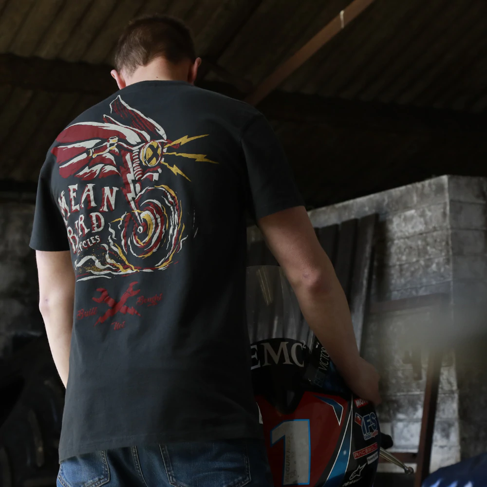 Mean Bird Motorcycles ‘Fire Bird’ T-Shirt L / Black – Armadillo Customs
