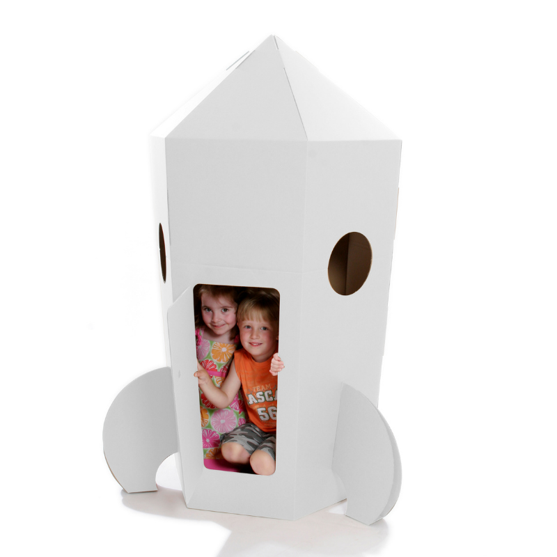 Kid-Eco Spaceship – White – Eco Friendly & Customisable Playhouses – Kid Eco Crafts – Colour In Cardboard Playhouses