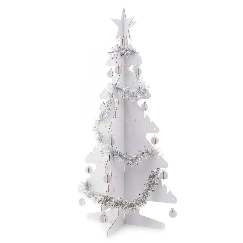Kid-Eco Christmas Tree – Single Tree – White – Eco Friendly & Customisable Playhouses – Kid Eco Crafts – Colour In Cardboard Playhouses