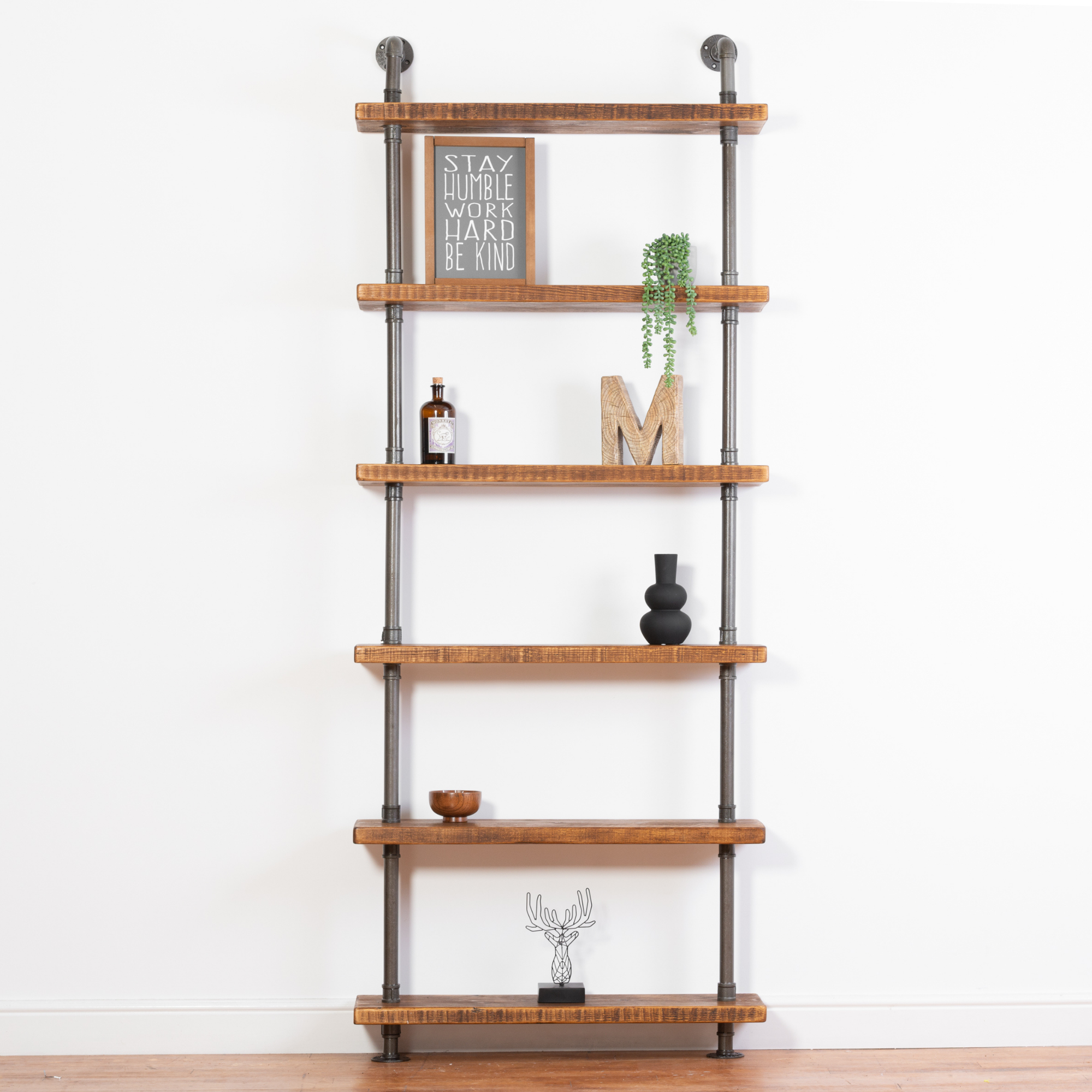 6 Shelf Industrial Chunky Pipe Shelving Unit, 145cm22cm – Acumen Collection