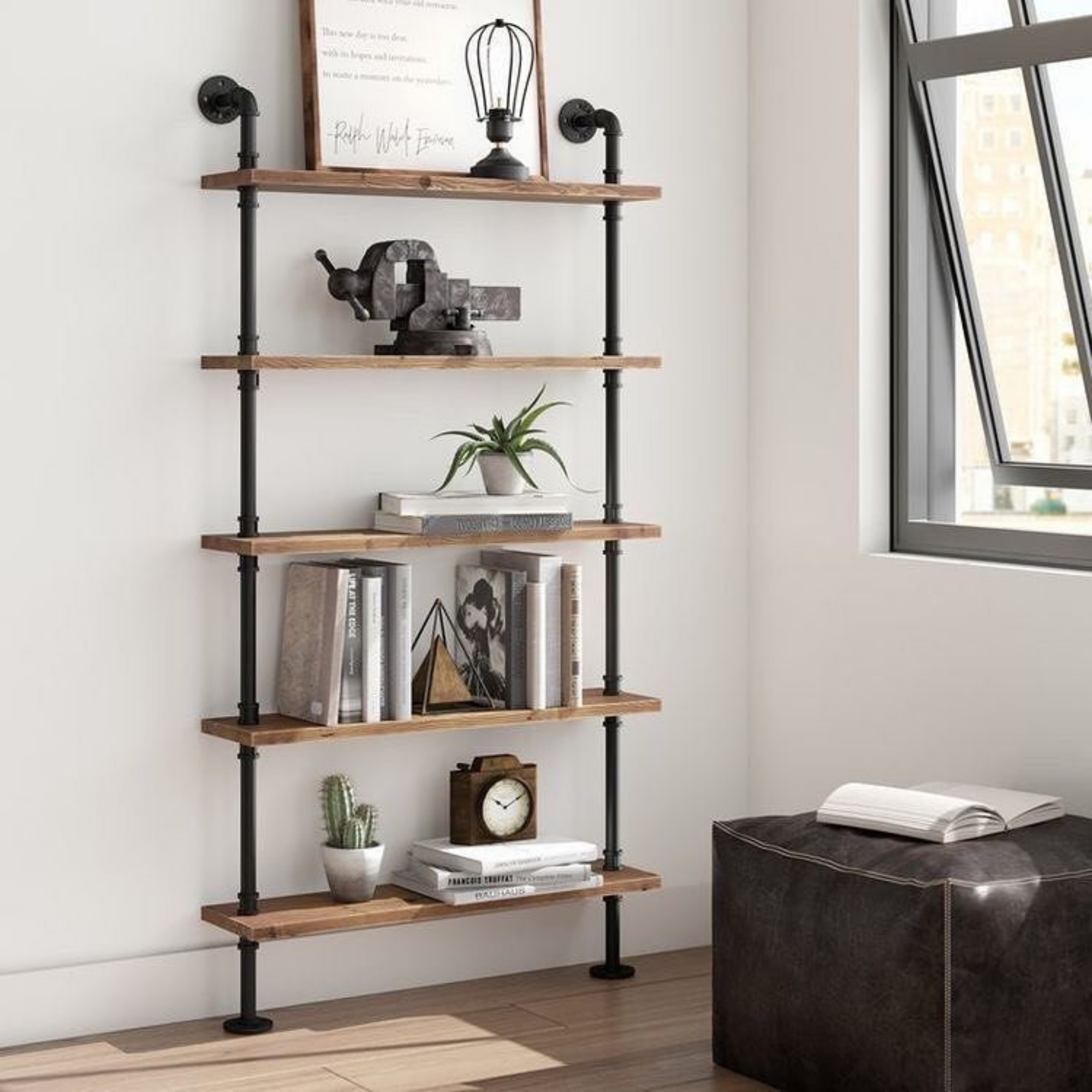 5 Shelf Industrial Pipe Shelving Unit, 60cm – Acumen Collection – Acumen Collection
