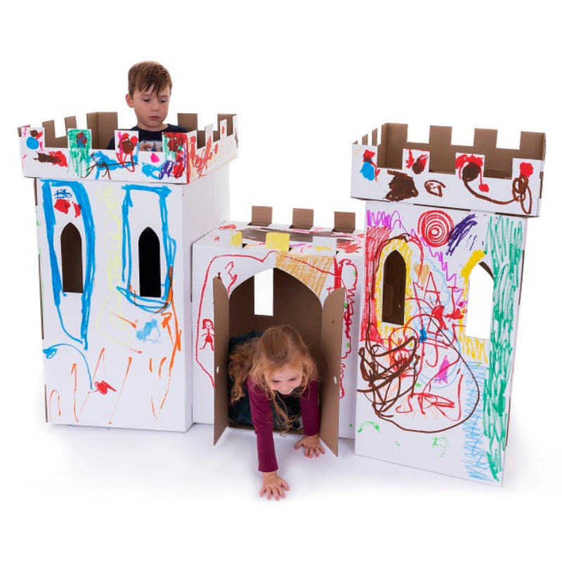 Kid-Eco Castle – White – Eco Friendly & Customisable Playhouses – Kid Eco Crafts – Colour In Cardboard Playhouses