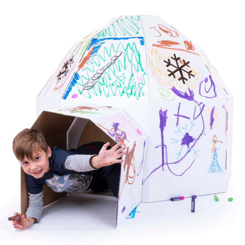 Kid-Eco Igloo – Eco Friendly & Customisable Playhouses – White – Kid Eco Crafts – Colour In Cardboard Playhouses