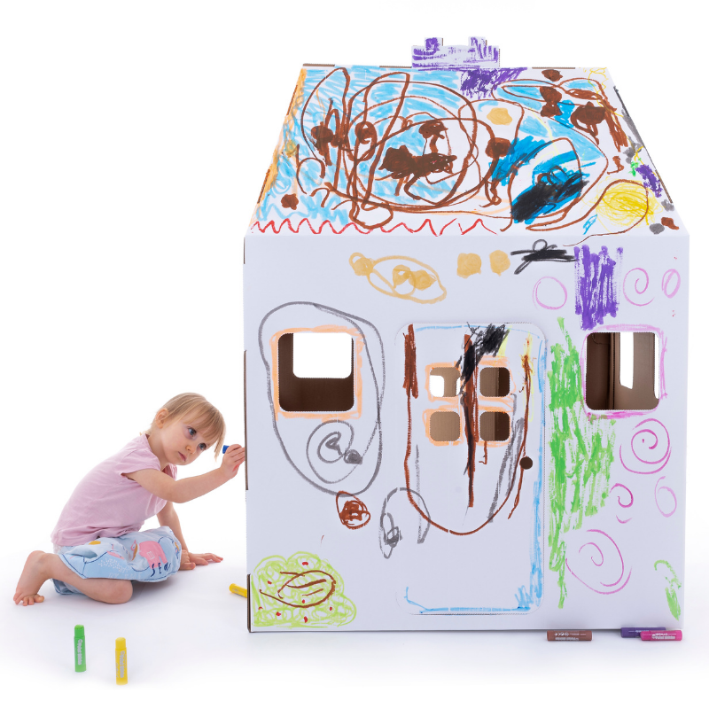 Kid-Eco Playhouse – Eco Friendly & Customisable Playhouses – White – Kid Eco Crafts – Colour In Cardboard Playhouses