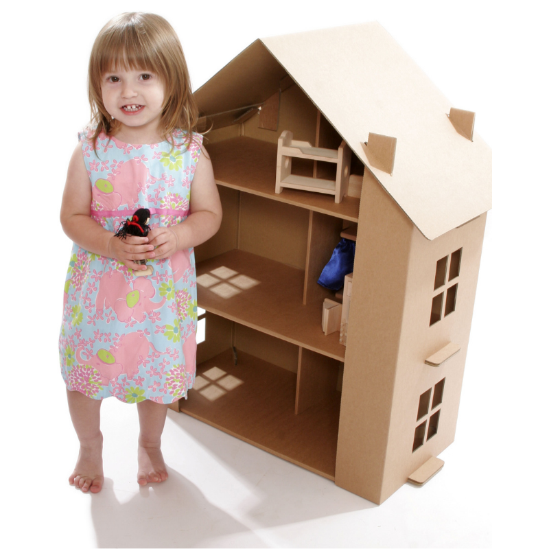 Kid-Eco Dolls House – Brown – Eco Friendly & Customisable Playhouses – Kid Eco Crafts – Colour In Cardboard Playhouses