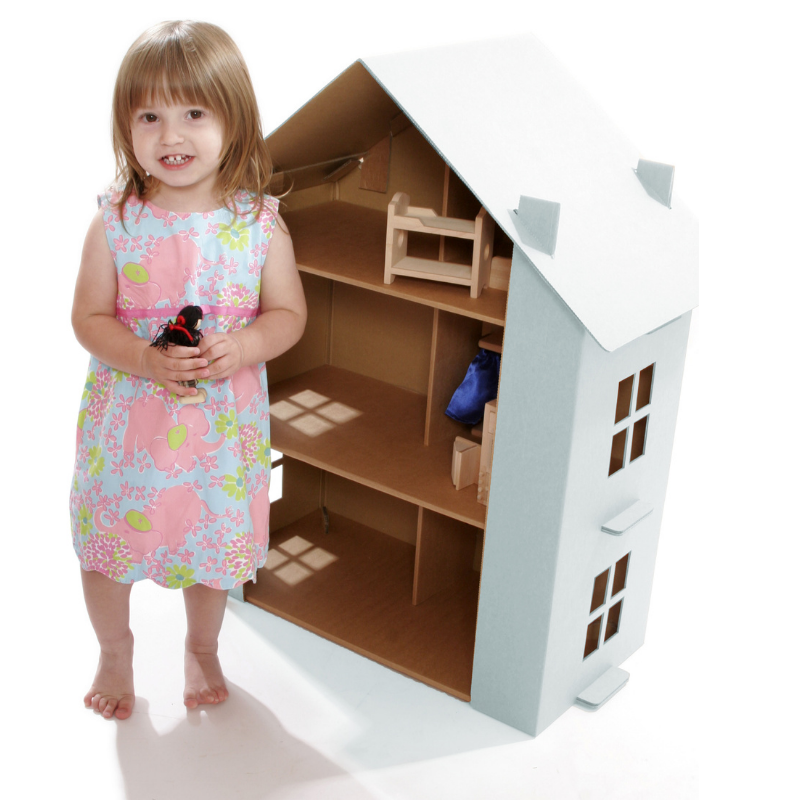 Kid-Eco Dolls House – White – Eco Friendly & Customisable Playhouses – Kid Eco Crafts – Colour In Cardboard Playhouses