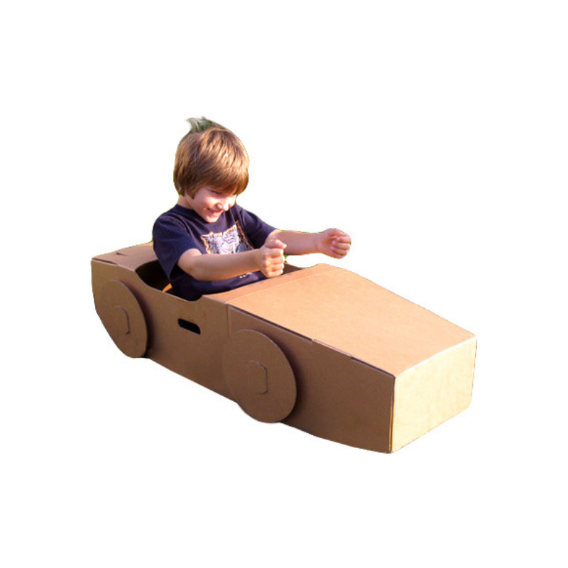 Kid-Eco Racing Car – Brown – Eco Friendly & Customisable Playhouses – Kid Eco Crafts – Colour In Cardboard Playhouses