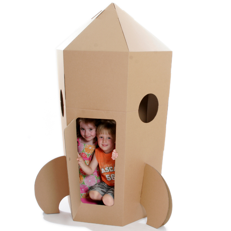 Kid-Eco Spaceship – Brown – Eco Friendly & Customisable Playhouses – Kid Eco Crafts – Colour In Cardboard Playhouses