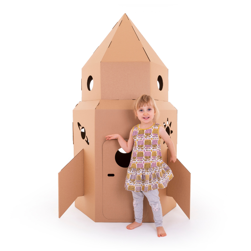 Kid-Eco Rocket – Brown – Eco Friendly & Customisable Playhouses – Kid Eco Crafts – Colour In Cardboard Playhouses