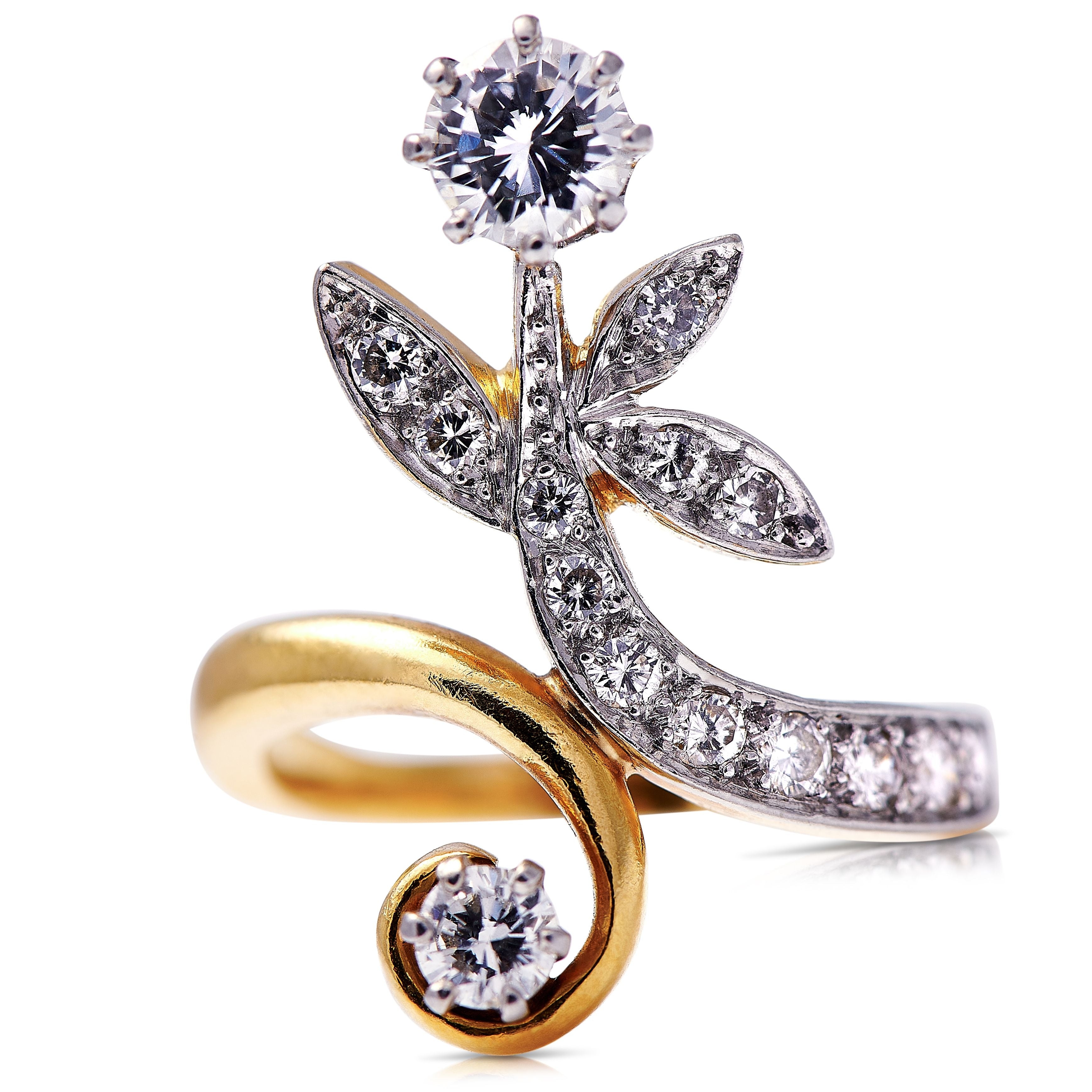 Art Nouveau, French, 18ct Gold, Platinum, Diamond Ring – Vintage Ring – Antique Ring Boutique