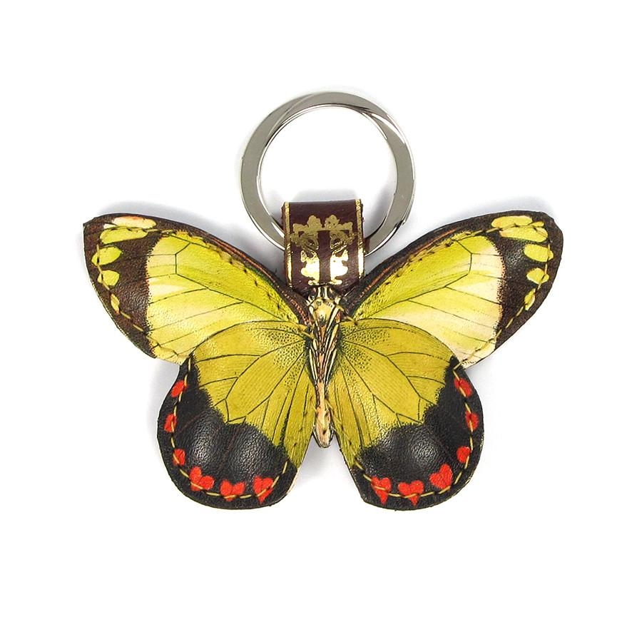 Leather Key Ring / Bag Charm – Valentine Butterfly – Yellow