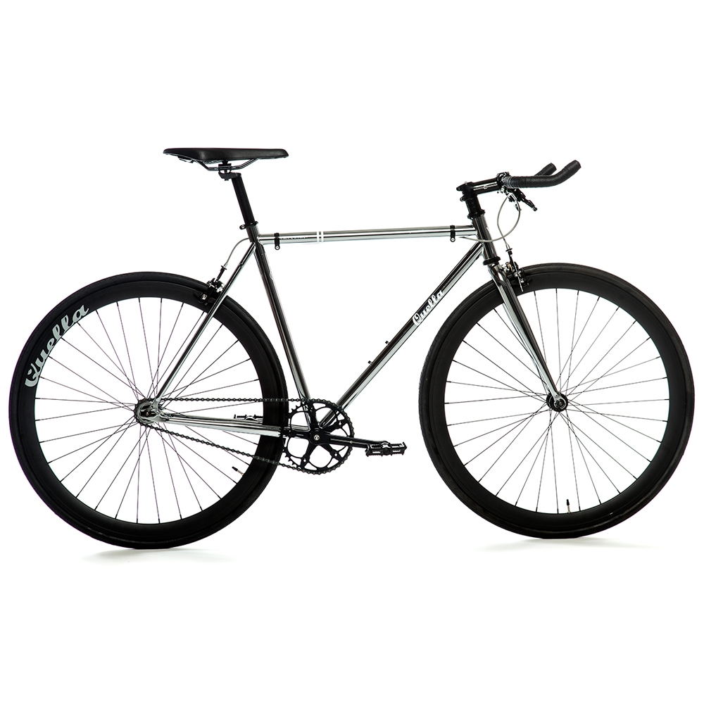 Single Speed Bike – Fixie Bicycle – Silver / Black – 54cm ( 5′ 6″ to 5′ 10″ ) – Quella Bicycles