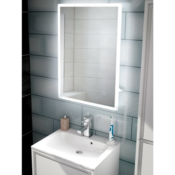 HiB Vega – Rectangular LED Illuminated Bathroom Mirror – Vega 50: H70 x W50 x D5.5cm – HiB LED Illuminated Bathroom Mirrors – Stylishly Sophisticated