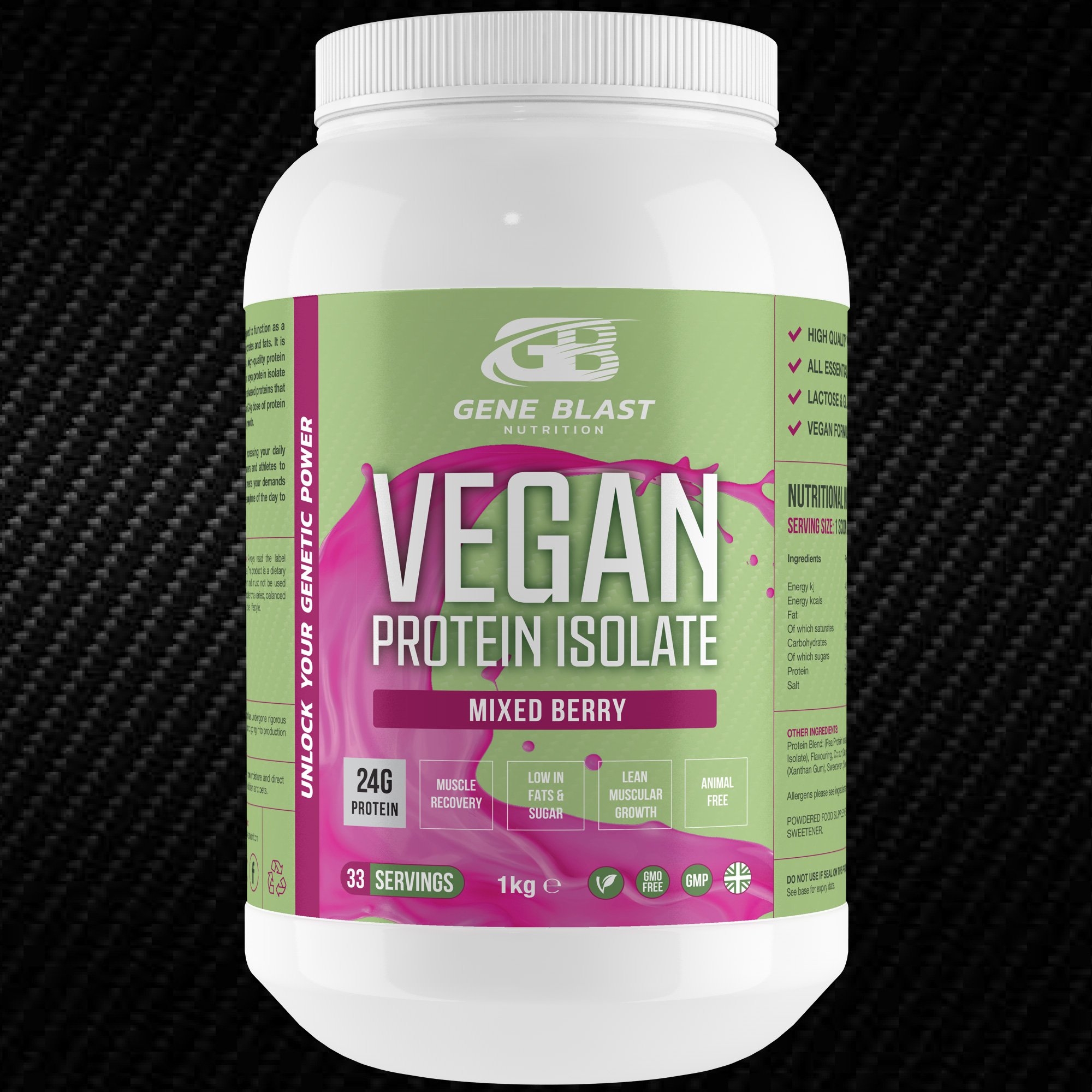 Vegan Protein Isolate Mixed Berry 1kg 33 Servings