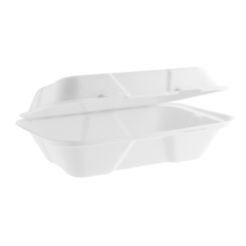9x6in heavyweight Bagasse Clamshell – Pack (50)