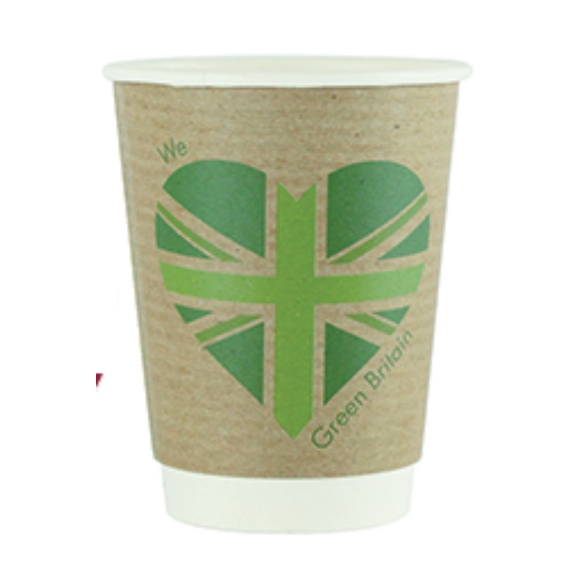 12oz Double Wall Hot Cup, 89 Series – Green Britain – Pack (25)