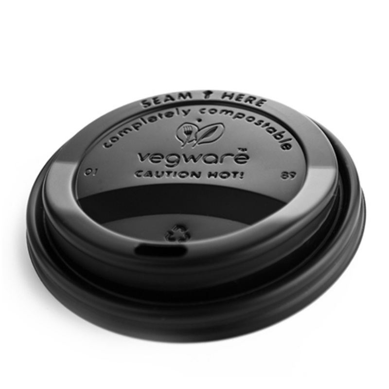 Black CPLA Hot Cup Lid (Fits 89 Series) – Pack (50)