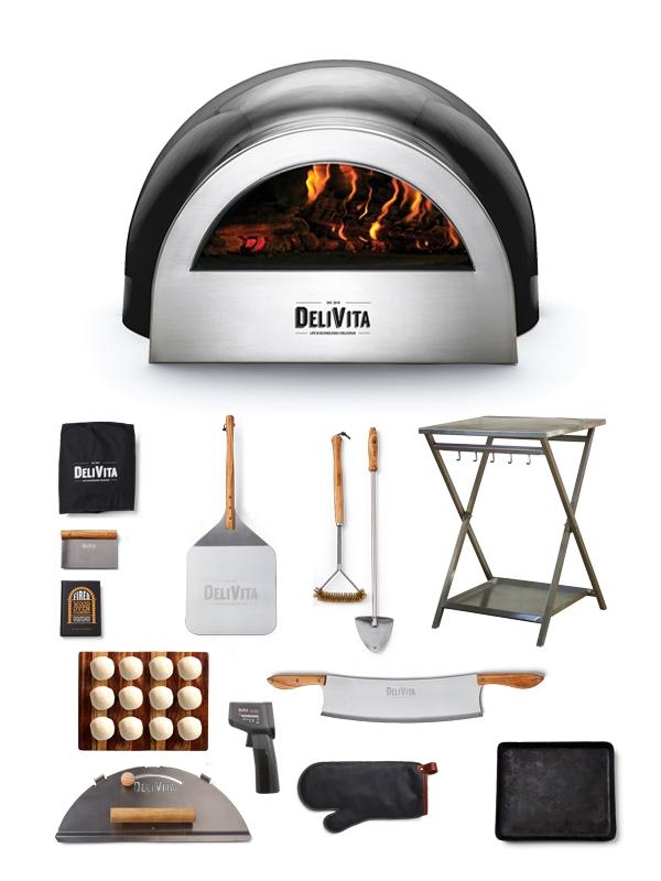 DeliVita Outdoor Traditional Wood-fired Oven – Very Black – Total Package Bundle – Outdoor Pizza Oven – Forno Boutique