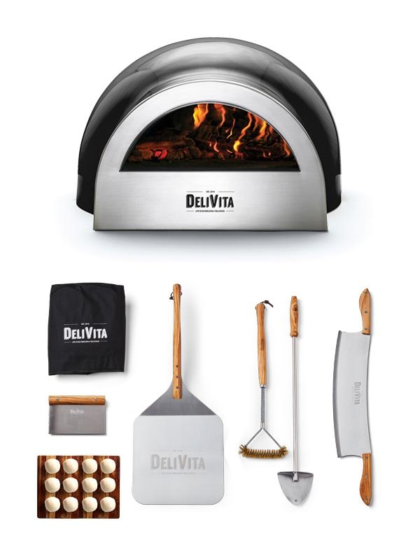 DeliVita Outdoor Traditional Wood-fired Oven – Very Black – Pizzaioli Bundle – Outdoor Pizza Oven – Forno Boutique