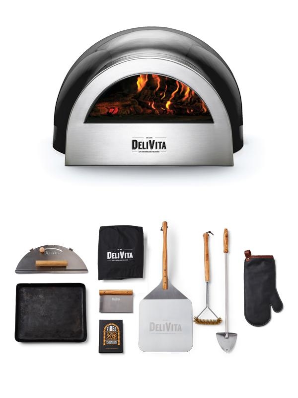 DeliVita Outdoor Traditional Wood-fired Oven – Very Black – Wood Fired Chefs Bundle – Outdoor Pizza Oven – Forno Boutique