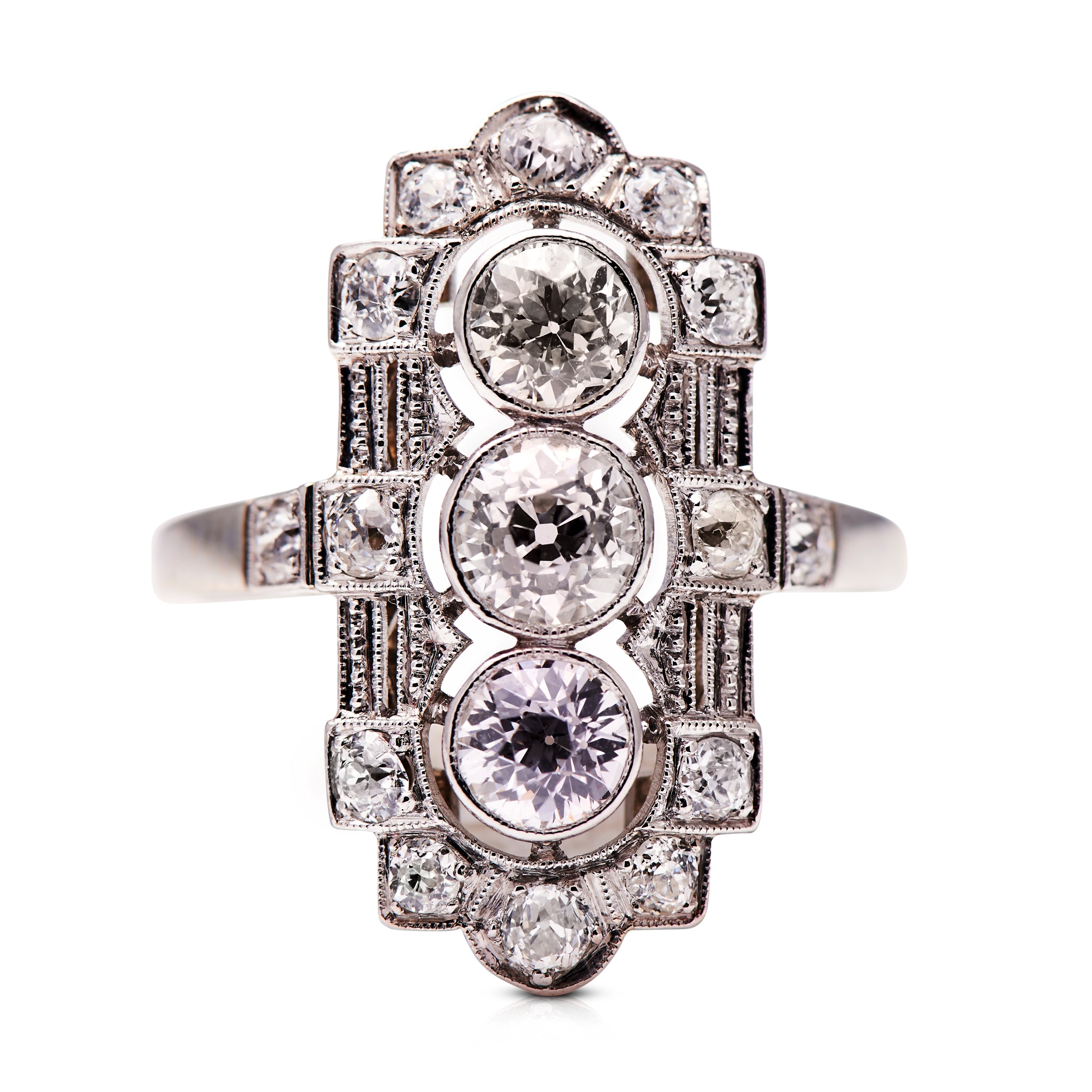 Engagement | Art Deco, 1920s, Old-Cut Diamond Plaque Ring – Vintage Ring – Antique Ring Boutique