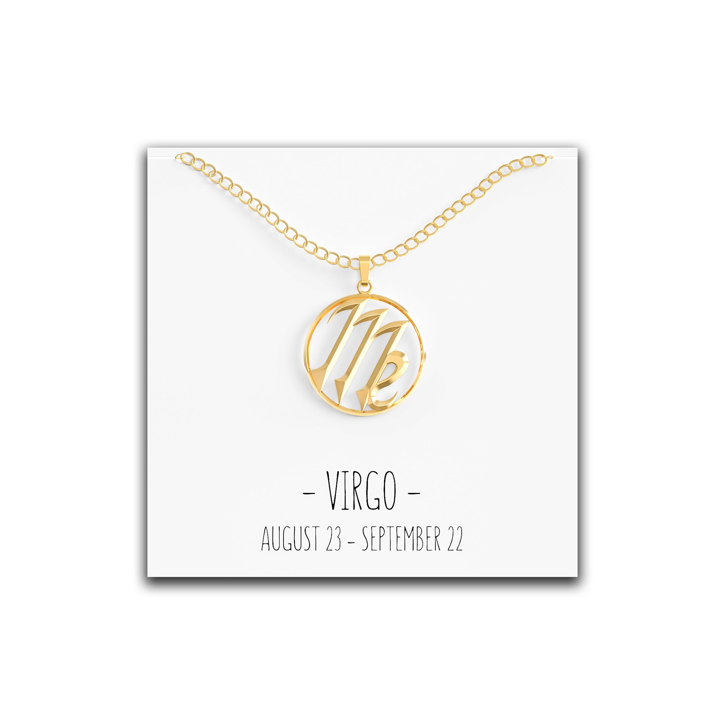 Virgo Zodiac Necklace – Silver, Rose Gold & Gold Gold – Happy Kisses