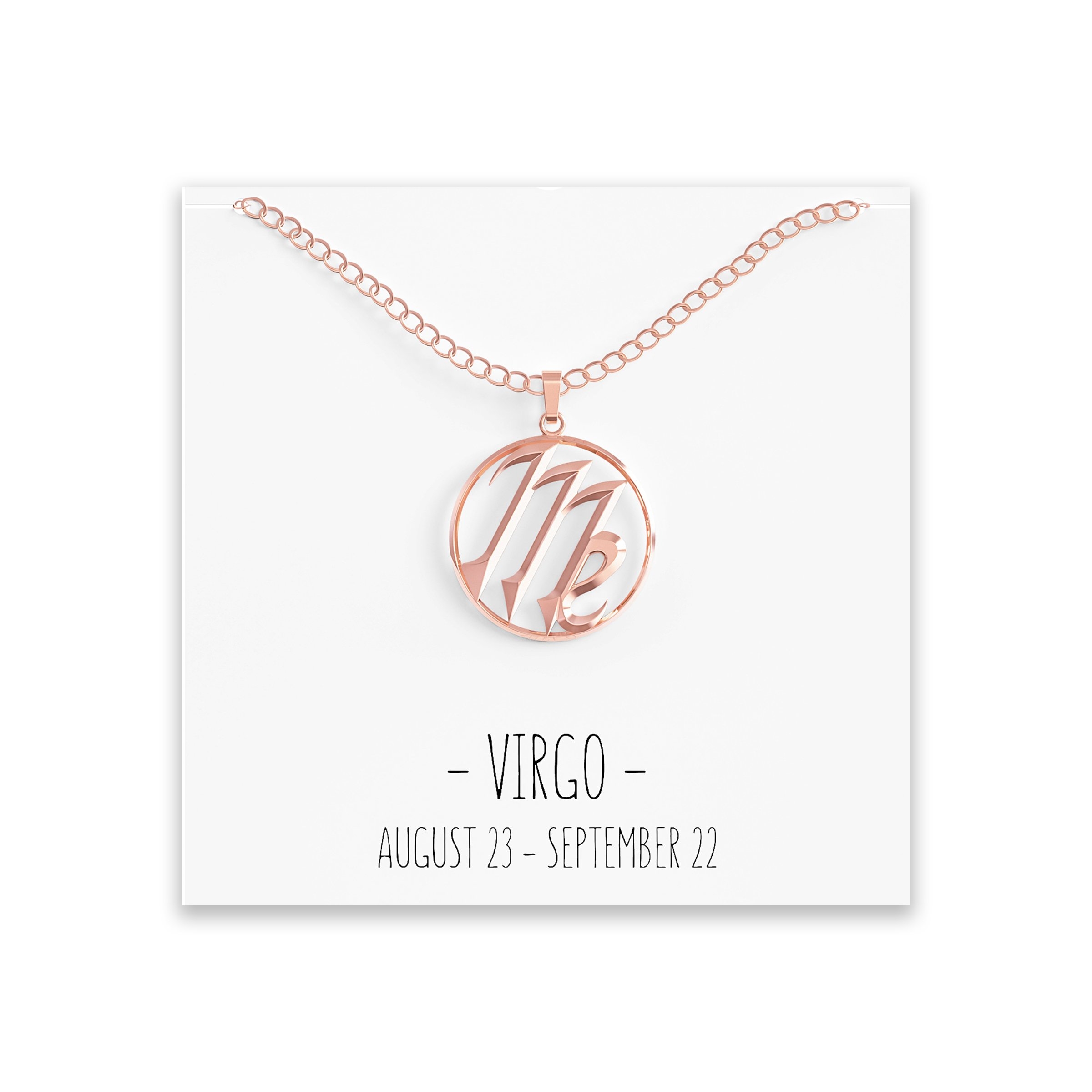 Virgo Zodiac Necklace – Silver, Rose Gold & Gold Rose Gold – Happy Kisses