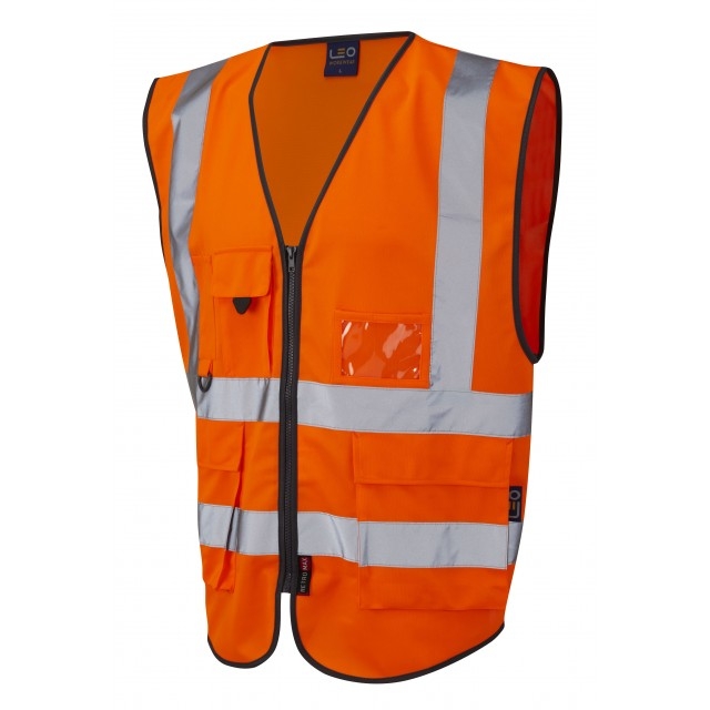 LYNTON ISO 20471 Class 2* Superior Waistcoat Orange – L – Work Safety Protective Equipment – LEO Workwear – Regus Supply