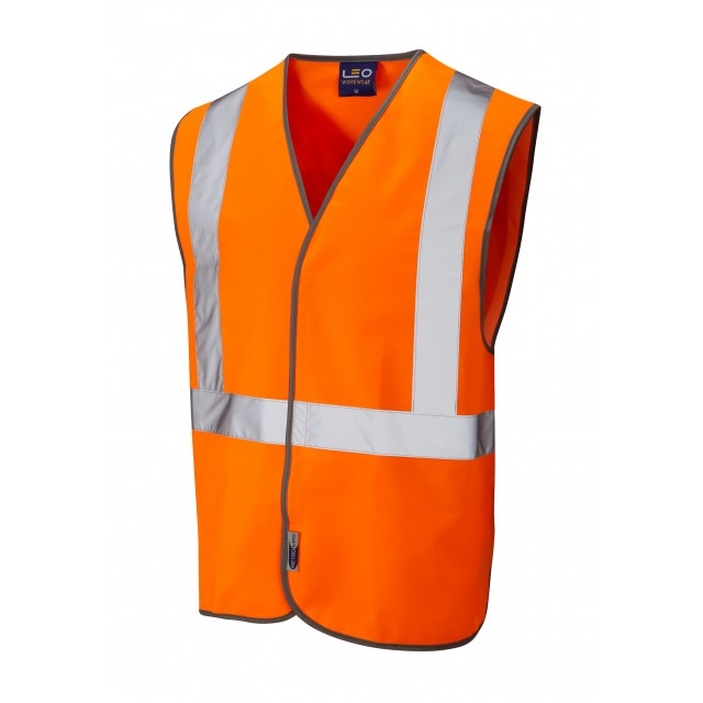 Railway Hook & Loop Waistcoat ISO 20471 Class 2 Orange – S – Work Safety Protective Equipment – LEO Workwear – Regus Supply