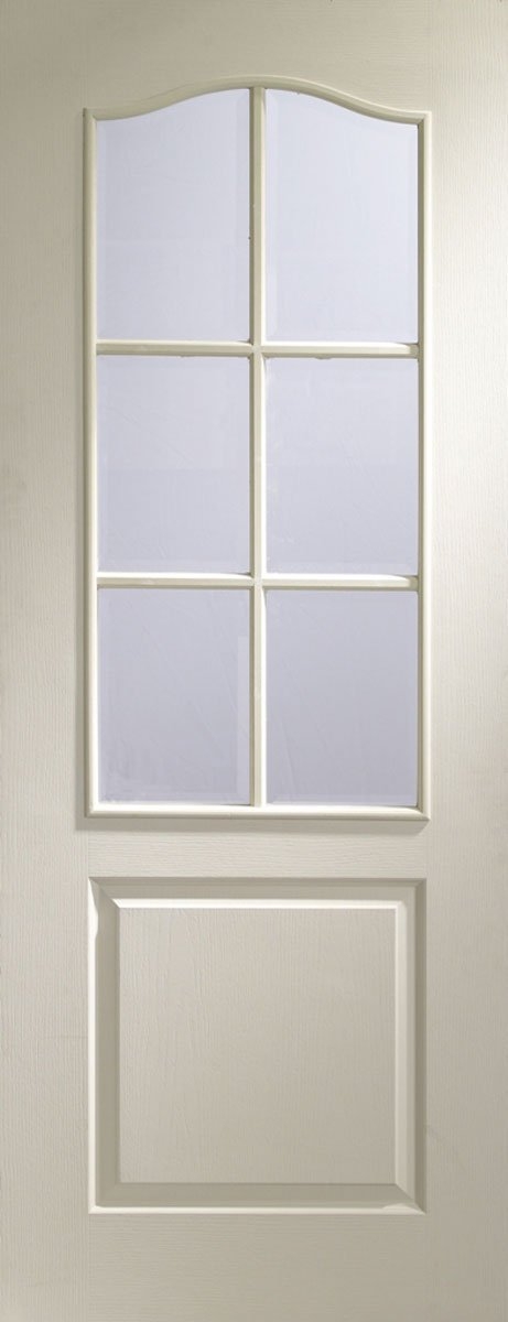 XL Joinery White Moulded Grained Classique Clear Bevelled Glass – 2040 x 826 mm