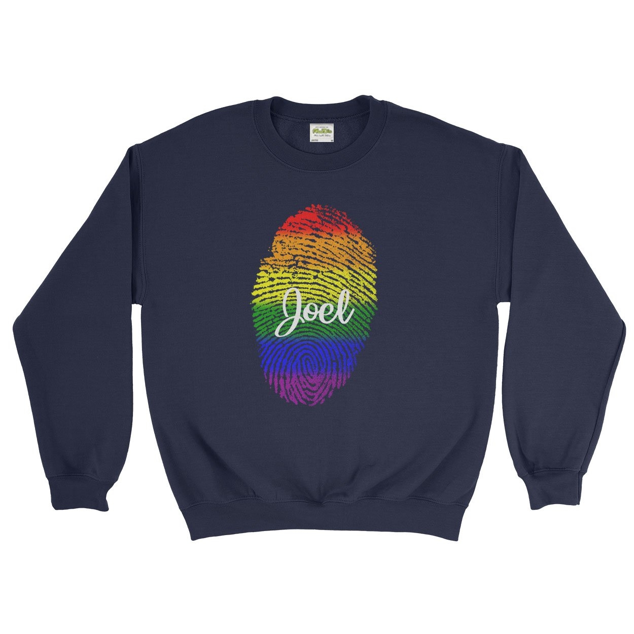 Personalised Name Be Proud LGBT Gay Pride Rainbow Festival – Sweater – Mens, S / Oxford Navy – Ai Printing