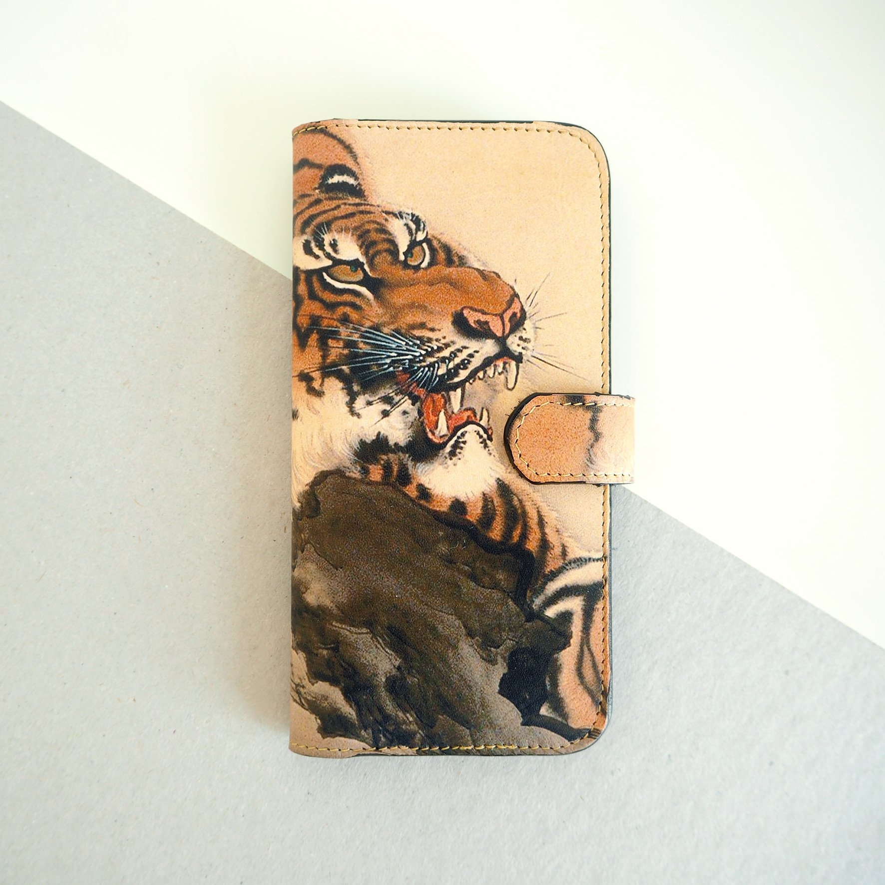 Leather Folio Phone Case – Tiger Tiger – iPhone 8 / No personalisation / Orange