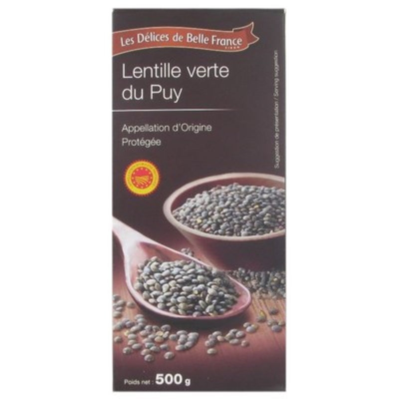 certified puy lentilsLentilles vertes du Puy AOP – Green lentils du Puy AOP certified – Belle France, 500g – Chanteroy – Le Vacherin Deli