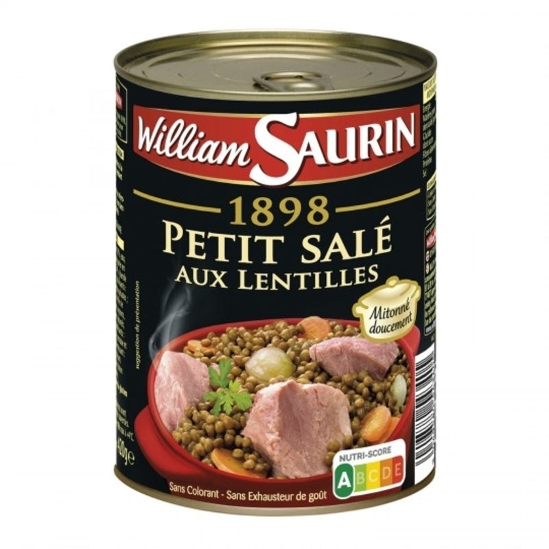 baked letils and pork meatPetit salé aux lentilles – Baked lentils & pork meat small tin – William Saurin, 420g – Chanteroy – Le Vacherin Deli