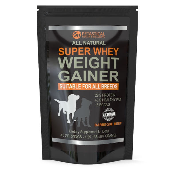 Petastical Dog Weight Gainer Supplement – All Natural Super Whey Protein Powder Suitable For All Breeds Of Dogs