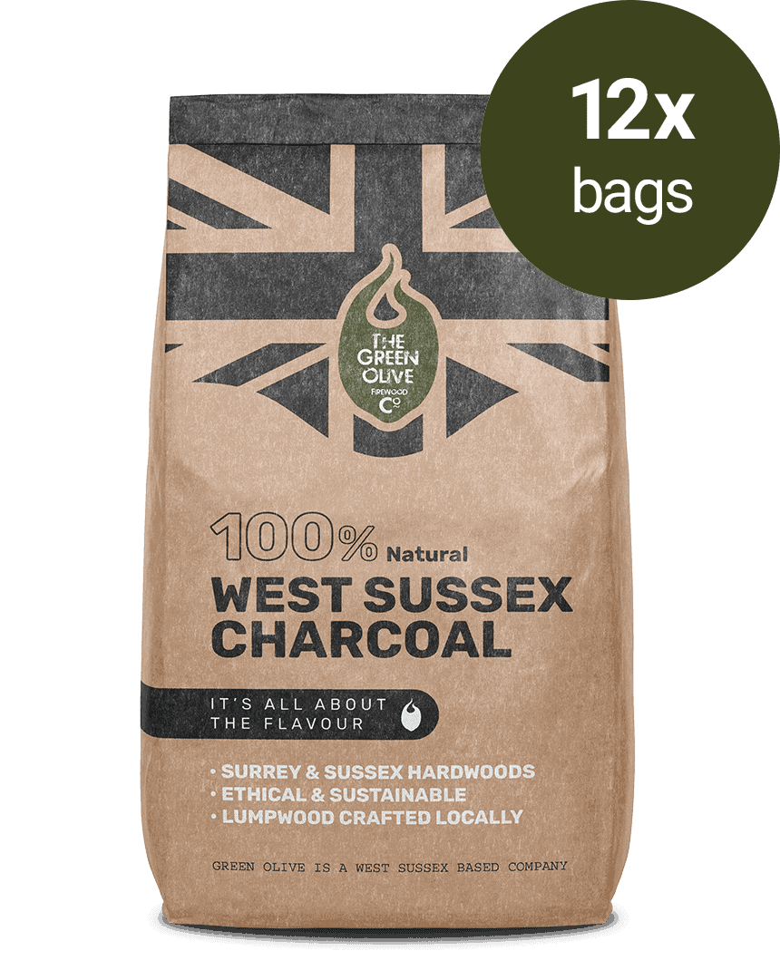 West Sussex British Lumpwood Charcoal – 48kg – Natural Charcoals – Green Olive Firewood