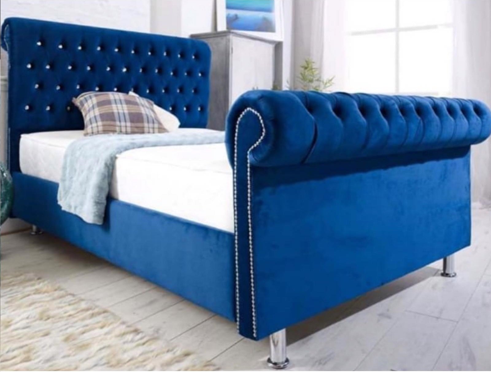 Blue Sleigh Bed – BedsDivans
