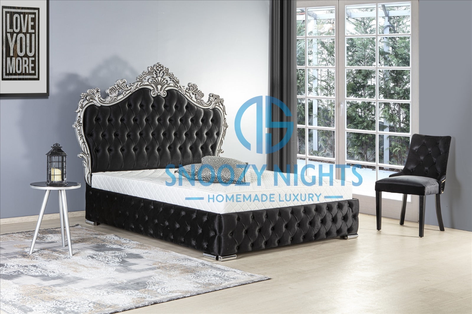 Nevada Crown Metal Bed Frame With French Detailed Finish Available With Ottoman Storage – (D#8WS9J39) – Snoozy Nights