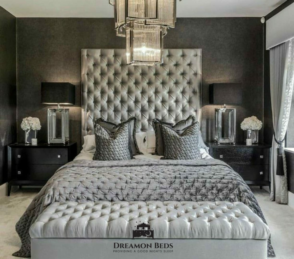 Luxurious Isabella Bed Frame Available With Ottoman Or Divan Storage – Endless Customisation – Choice Of 25 Colours & Materials – Dreamon Beds