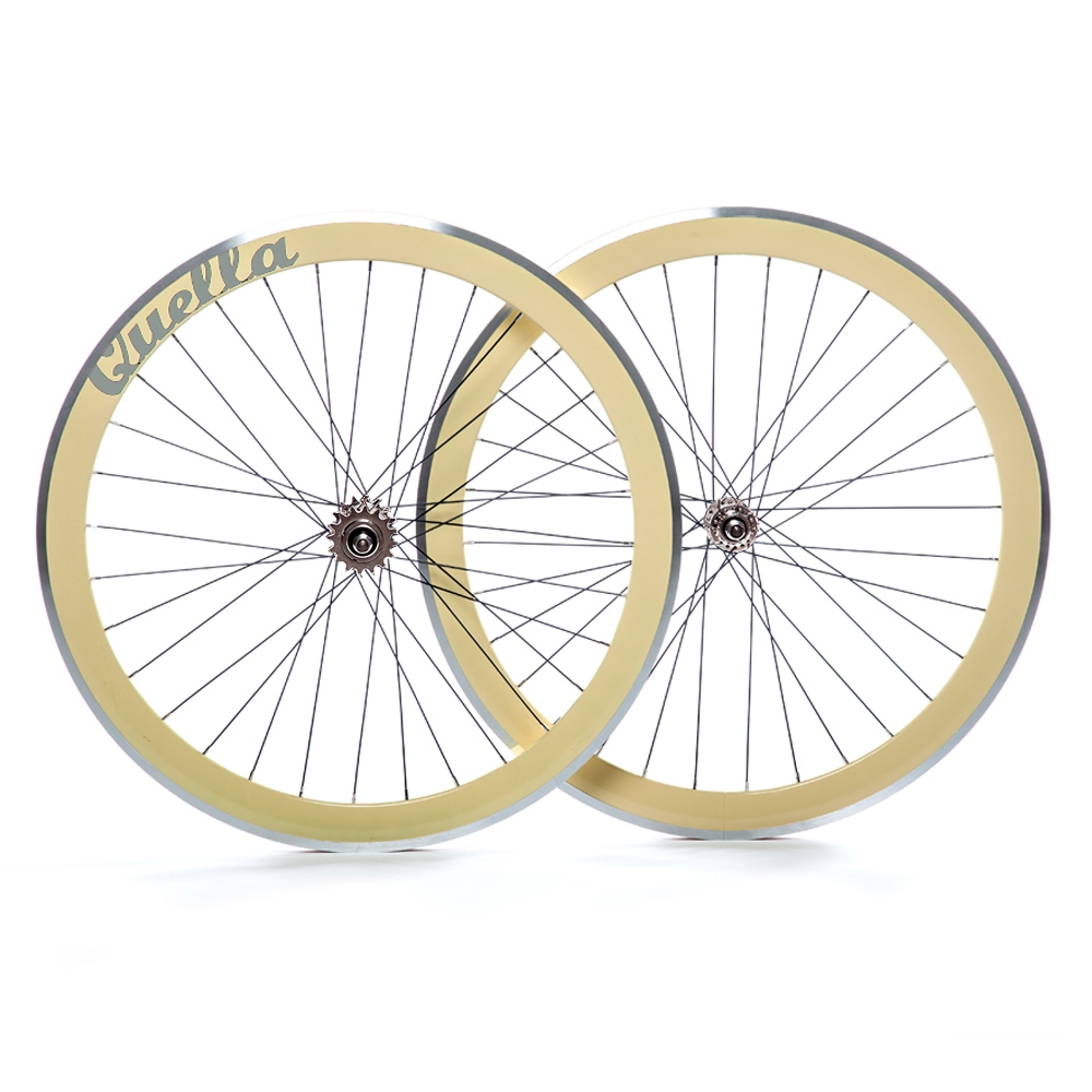 Cream Wheelset – 40mm Deep-V 700c Complete – Double-Wall Alloy – Quella Bicycles