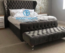 Nadine Wide Wingback Curved Bed Frame Available with Storage Options – (D#K0OCYSZ) – Snoozy Nights