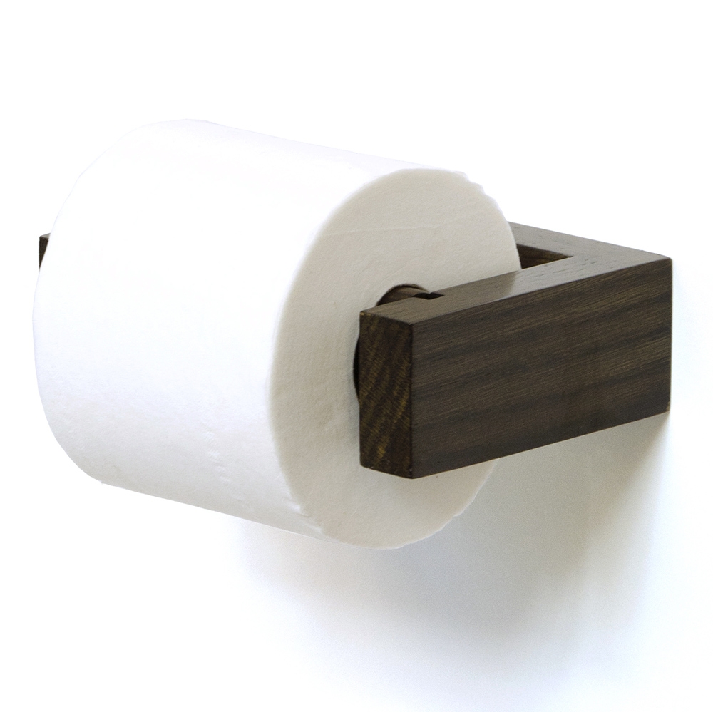 Wireworks – Slimline Toilet Roll Holder – Dark Oak – Black – Oak – 16cm x 11cm x 5cm