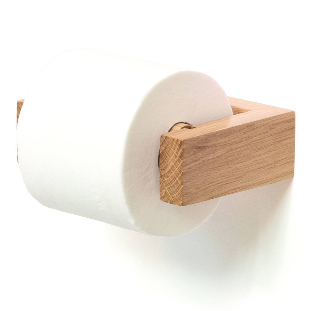 Wireworks – Slimline Toilet Roll Holder – Natural Oak – Light Brown – Oak – 16cm x 11cm x 5cm