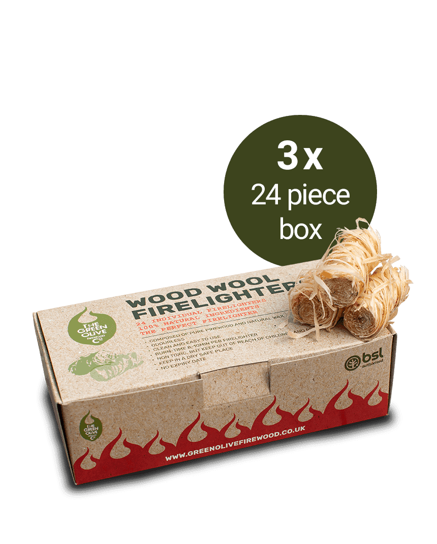 Wood Wool Firelighters – 3 Packs – Firestarting – Green Olive Firewood