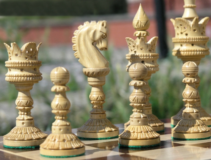 LARGE Lotus Carved Bud Rosewood Chess Set