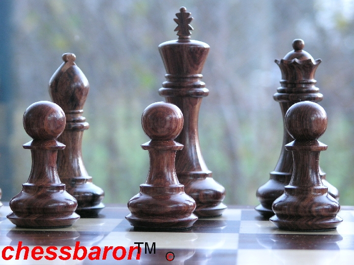 Carved Chamfered Base in Rosewood Staunton Chess Set