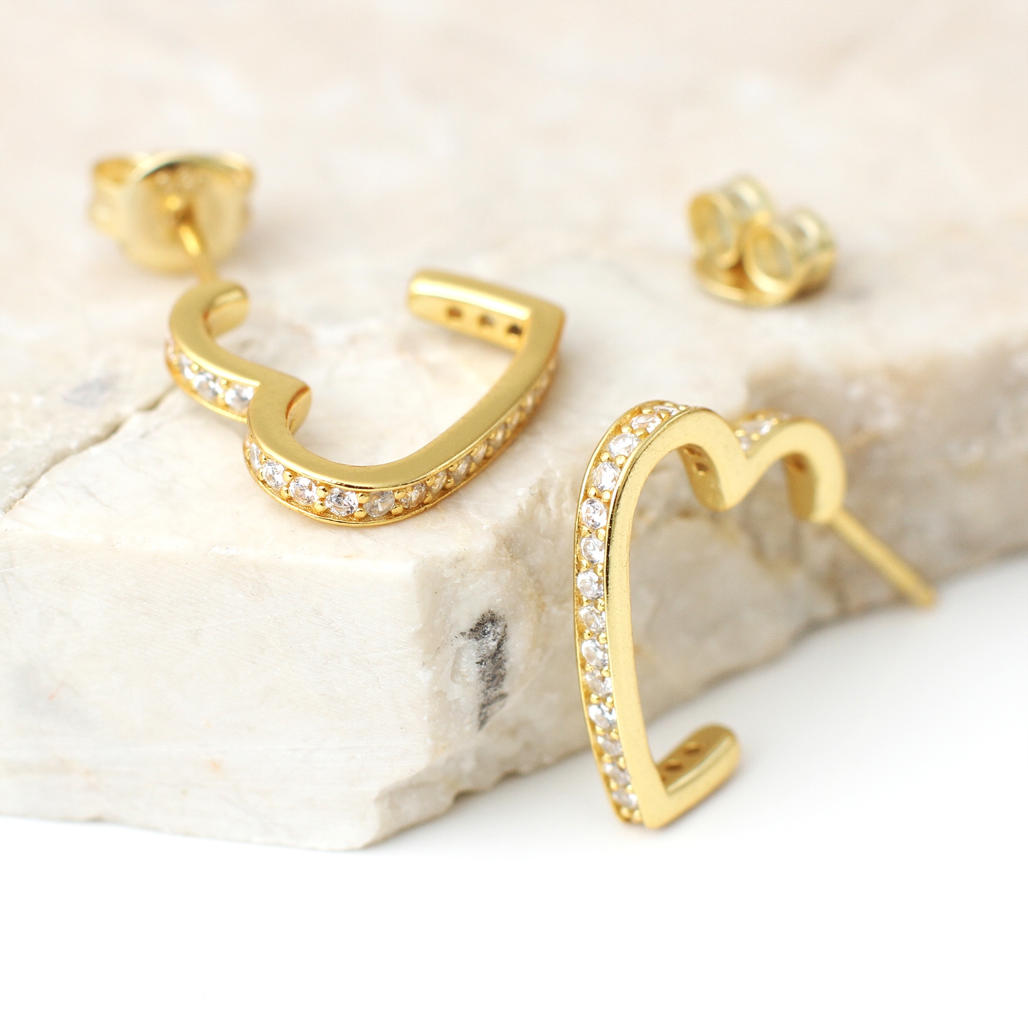 18ct Gold Plated Or Silver Crystal Heart Hoop Earrings – Hurley Burley