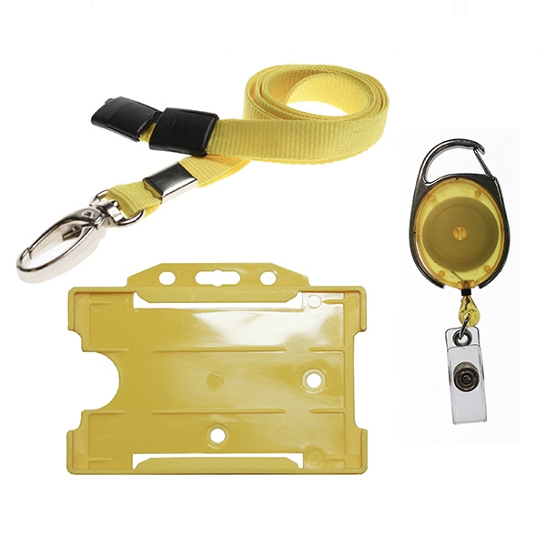 ID Badge Set Metal Clip – Yellow – Lanyards & Card Holder – PCL Media